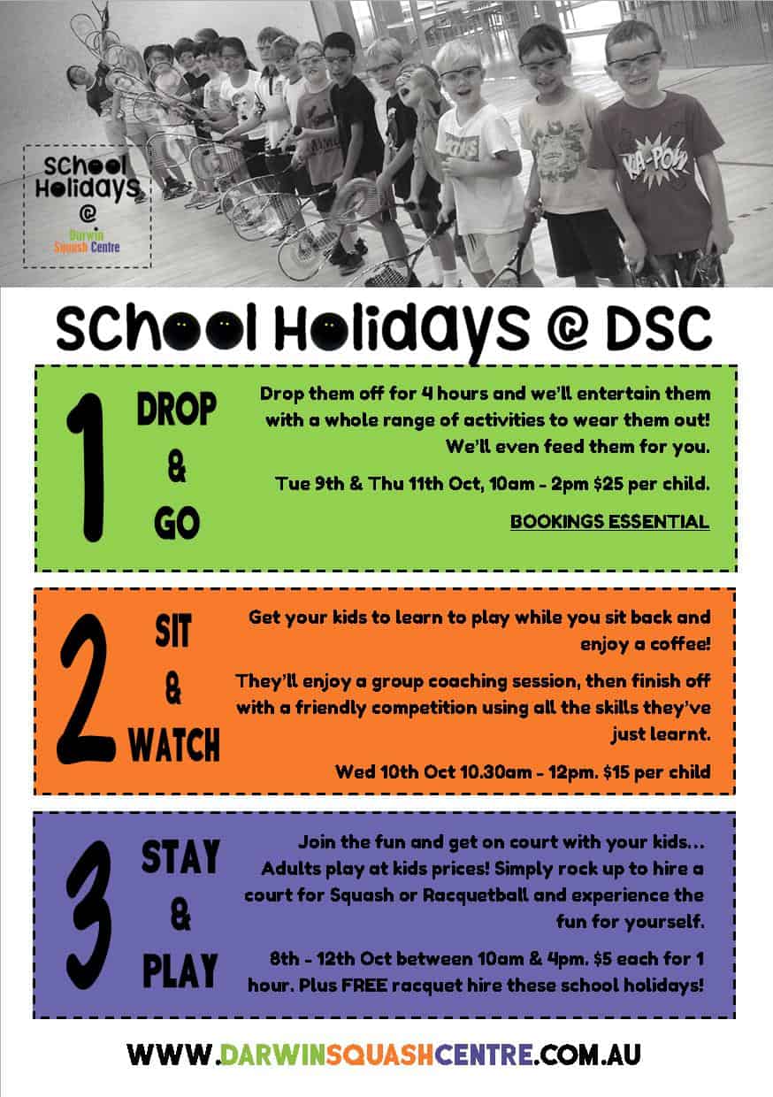 Darwin squash centre school holidays program